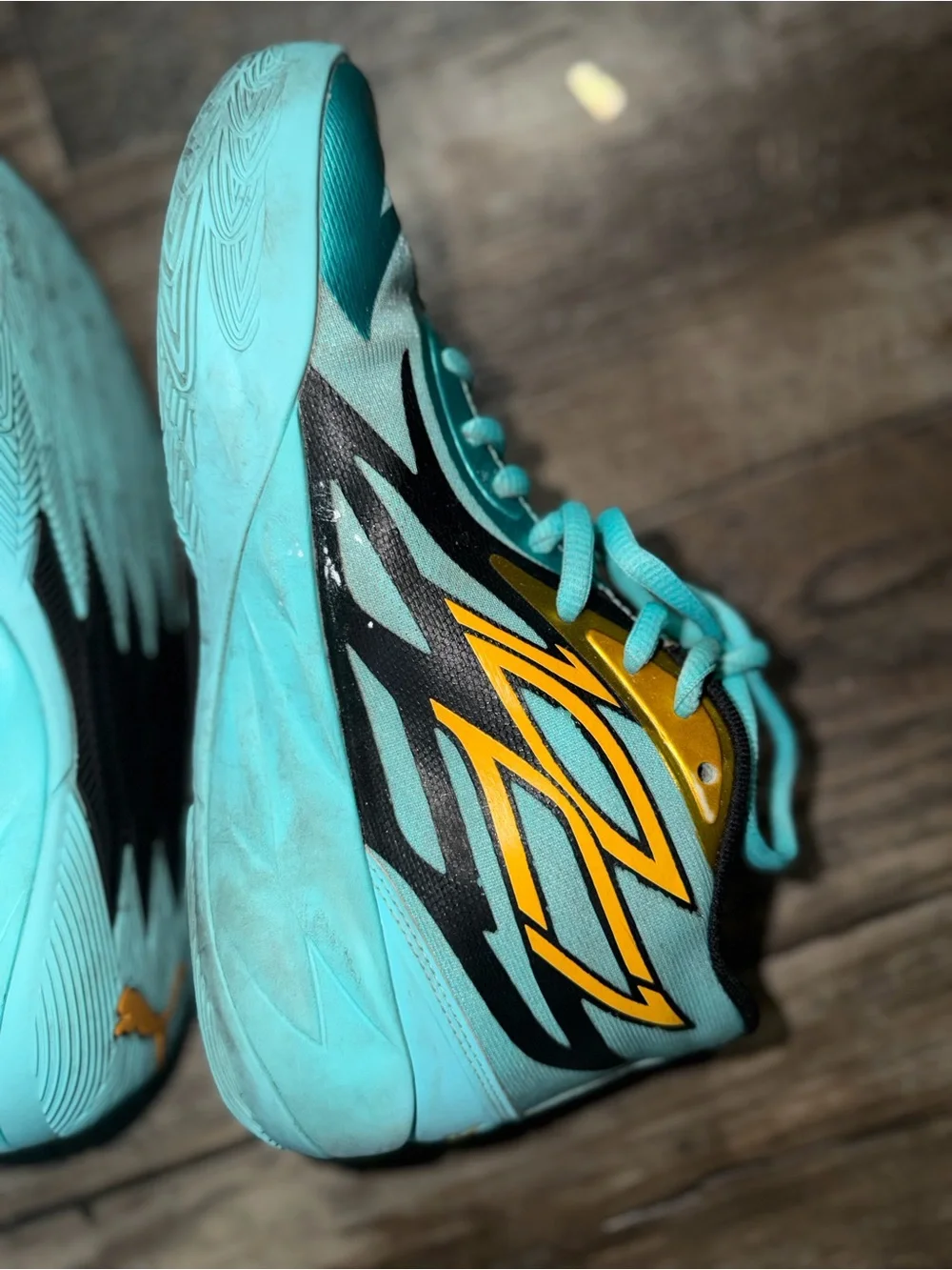 Melo Kids Sneakers in Aqua Turquoise with Yellow Accents